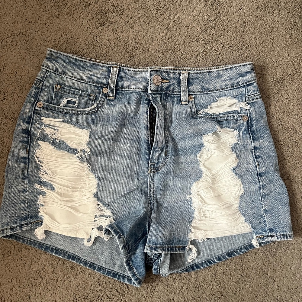 American Eagle Outfitters Blue Jean Shorts Distressed Design